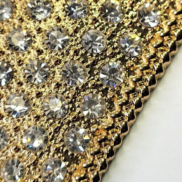 Gold and Crystal Triangular Pendant Bib Choker Necklace - Picture 12 of 13